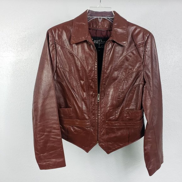 Leather Loft Jackets & Blazers - Leather Women's Vintage Saddle Brown Lined Full Zip Western Moto Coat Jacket